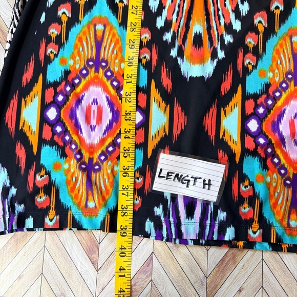 Chicos Kaylee Black Purple Multi Print Shift Dress Lg 3/4 Sleeve V Neck NWT - Picture 9 of 11